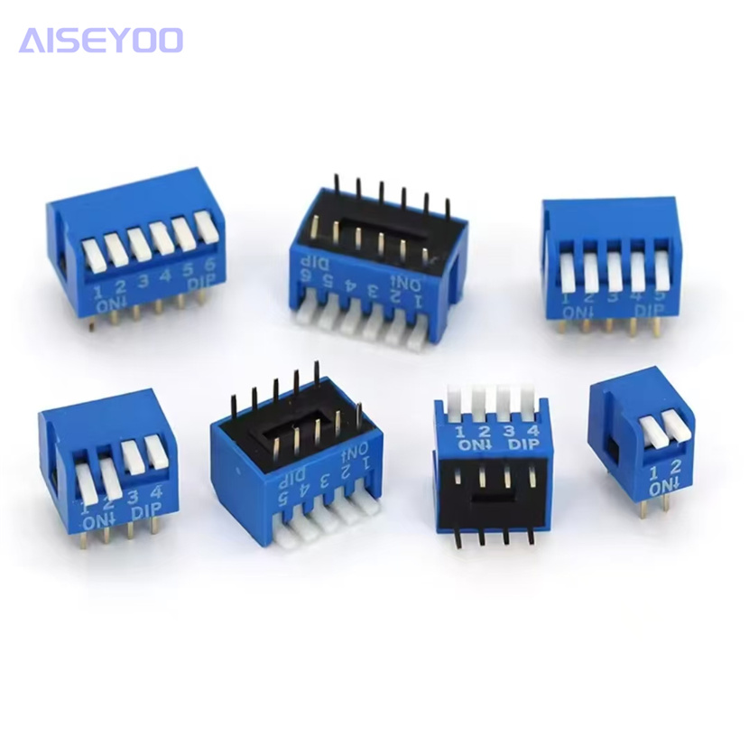Piano key type 2.54mm foot pitch side dip switch 2P 1/2/3/4/5/6/8 position direct insertion red/blue Specification image