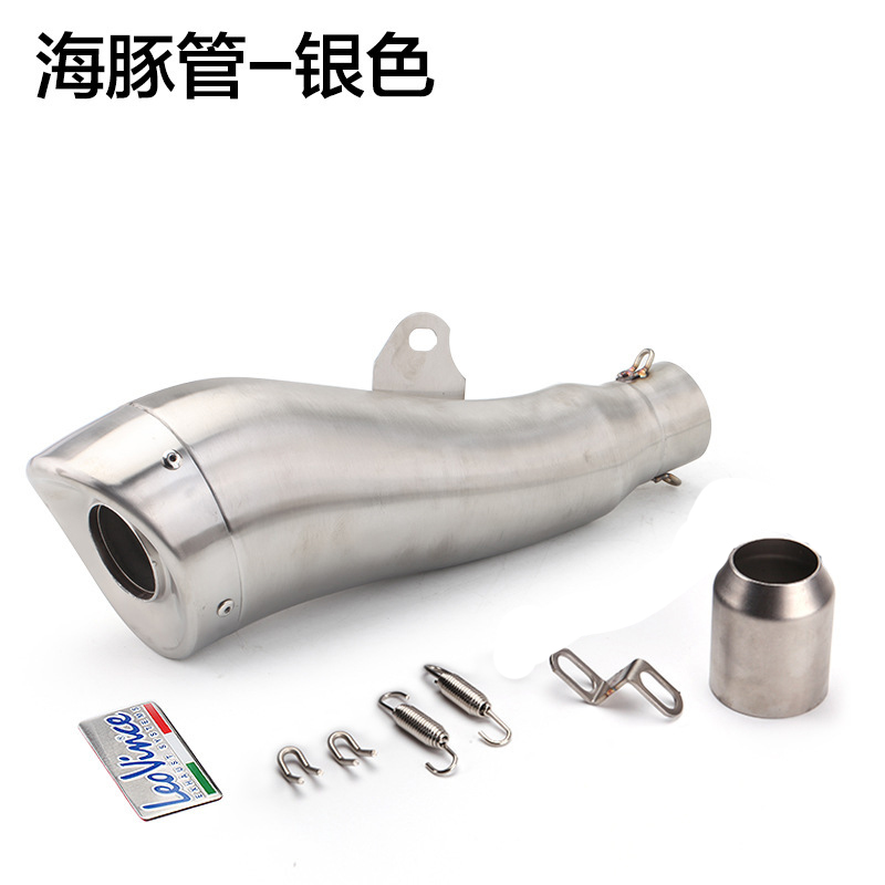 The stainless steel dolphin-shaped exhaust pipe for the rear end tailpipe of motorcycles is suitable for the exhaust pipes of most vehicle models Item Picture