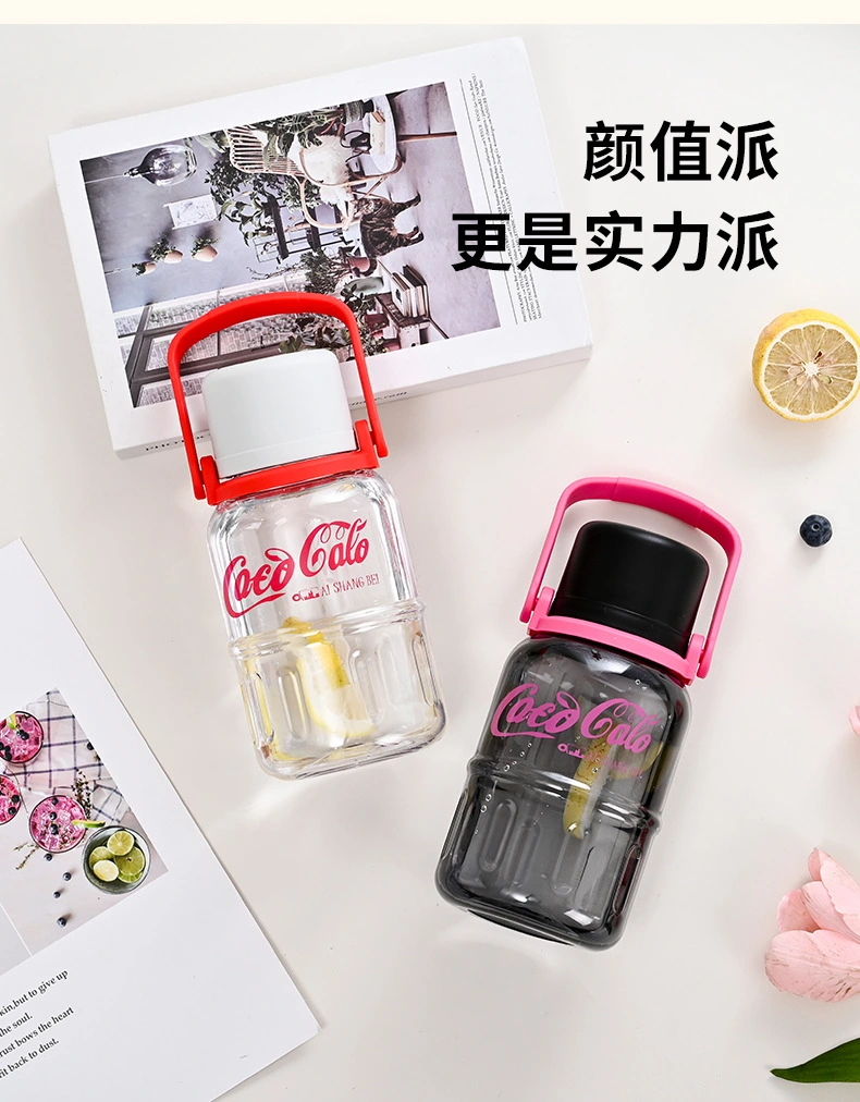 B70-9290 Rhythmic Handle Cup, large capacity with lid, cute chubby cup, portable hand-held plastic cup, suitable for sports men and women detail image 9