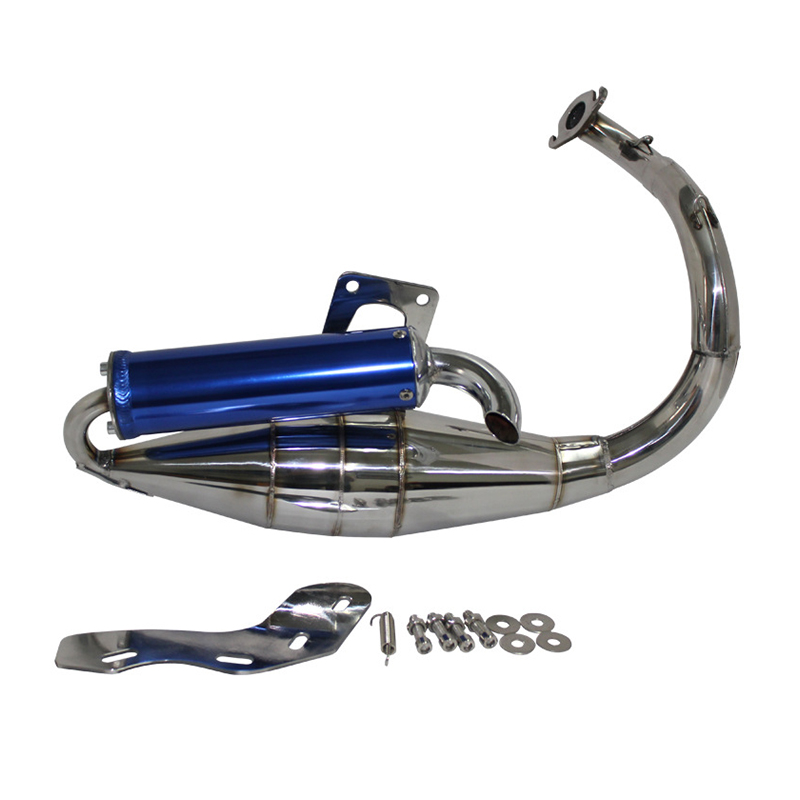 This exhaust pipe is specifically designed for Honda DIO50, Yamaha JOG50 and Honda ZX50 vehicles full figure