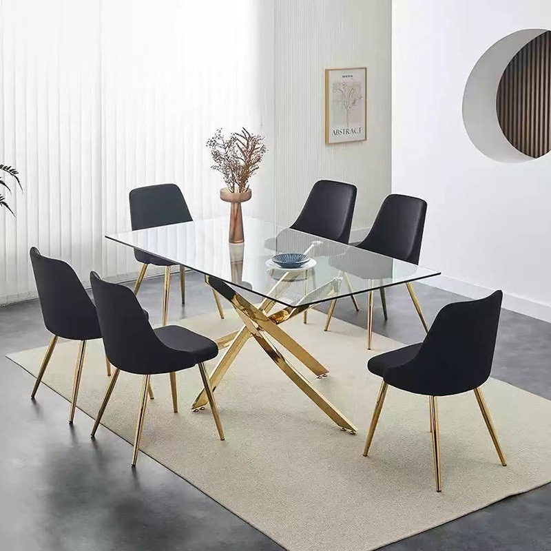 Tempered glass round table, coffee table, small apartment round table, simple Nordic dining table, negotiation table and chairs details Picture