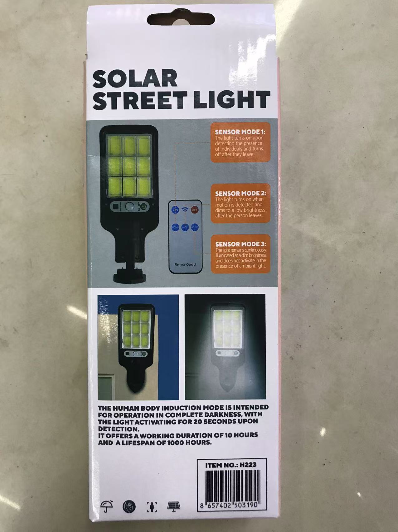 New cross-border outdoor solar street lamps, human-sensing courtyard waterproof garden lamps, light strips, remote control LED wall lamps details Picture