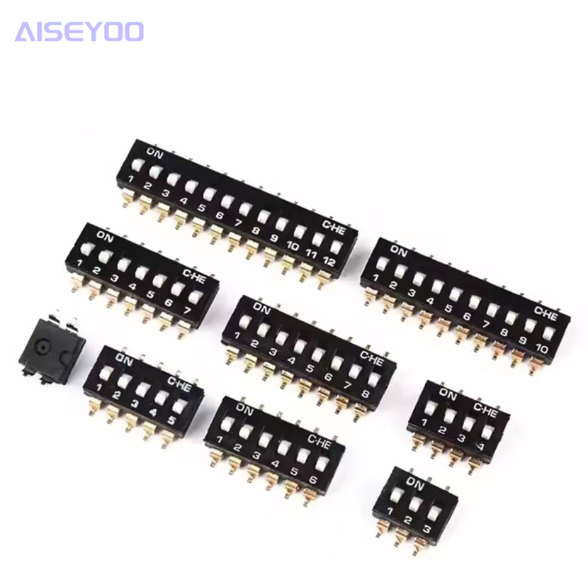 The dip switch moves the flat dip patch/plug at the 1/2P/3/4P/5P/6P/8P positions with a 2.54mm gold-plated pin