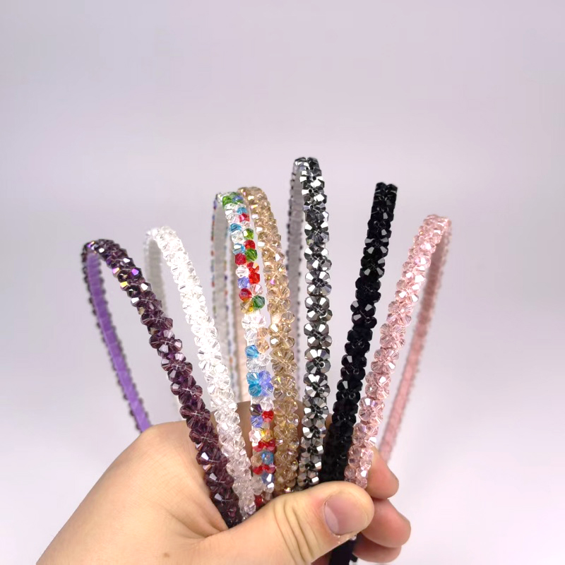 High-end Korean-style headband, colorful crystal headband, hand-woven beaded hair accessory, fashionable and super bright accessory for women details Picture