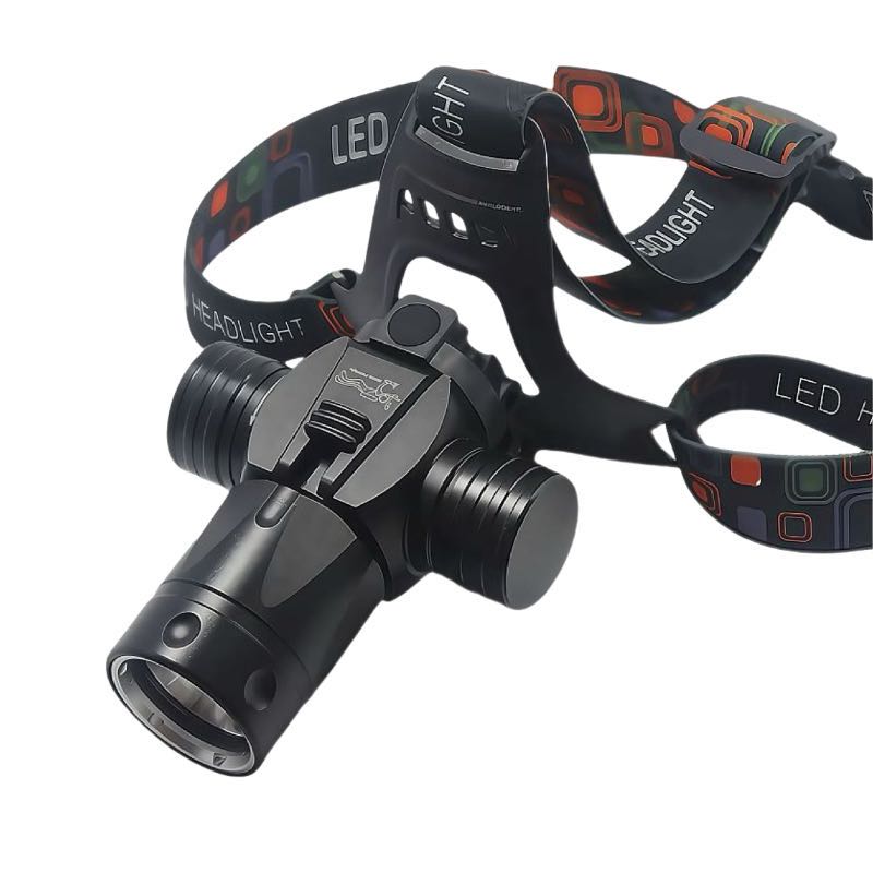 Aluminum alloy diving headlamp, head-mounted diving headlamp, long-lasting lithium battery, ultra-bright T6 outdoor waterproof headlamp, diving function, red and blue warning light