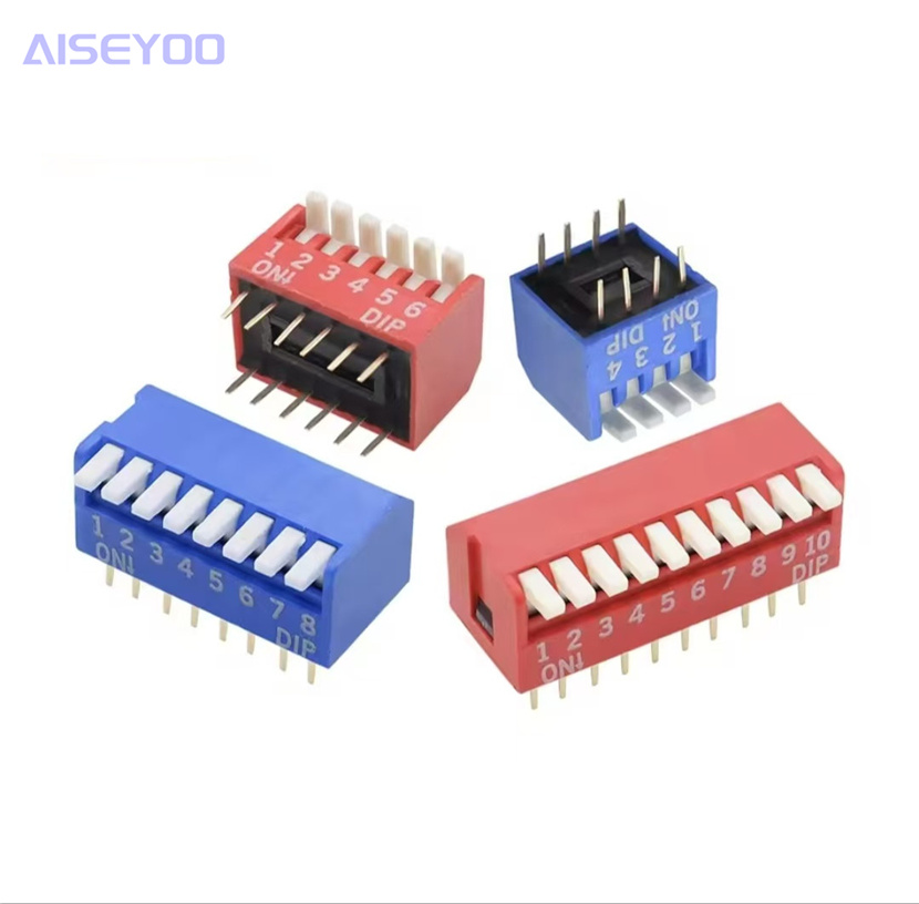 Piano key type 2.54mm foot pitch side dip switch 2P 1/2/3/4/5/6/8 position direct insertion red/blue Item Picture