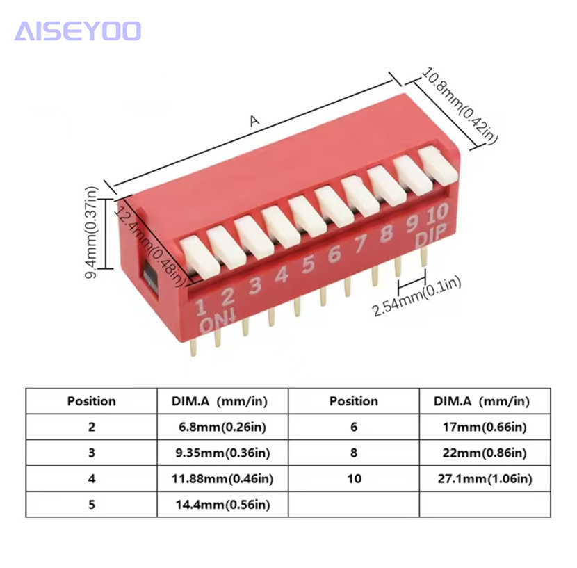 Piano key type 2.54mm foot pitch side dip switch 2P 1/2/3/4/5/6/8 position direct insertion red/blue Application Scenario