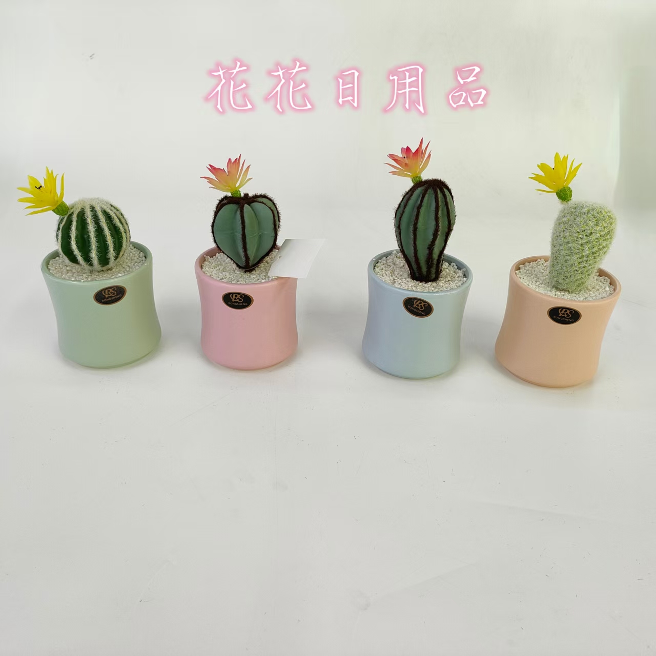Artificial flower fake flower bonsai ceramic basin cactus decoration pieces full figure