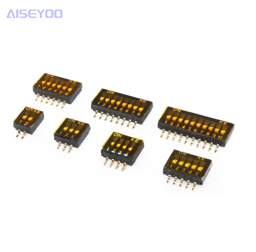 1.27mm pitch dip switch surface mount black gold-plated flat dip code switch 1P, 2P, 3P, 4P, 5P, 6P, 8P, 10P Item Picture