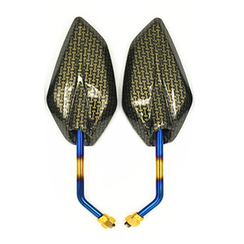 Cross-border diamond-shaped carbon fiber motorcycle batteries, universal vehicle snake skin rearview mirrors, universal for various motorcycle models details Picture