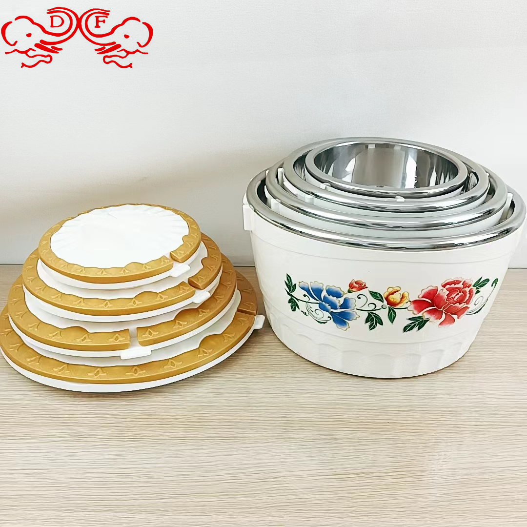 DF68905 Four-piece insulated pot set, plastic-steel fresh-keeping pot, large-capacity rice cooker with lid, lunch box, double-ear pot, export DF TRADINGHOUSE Item Picture