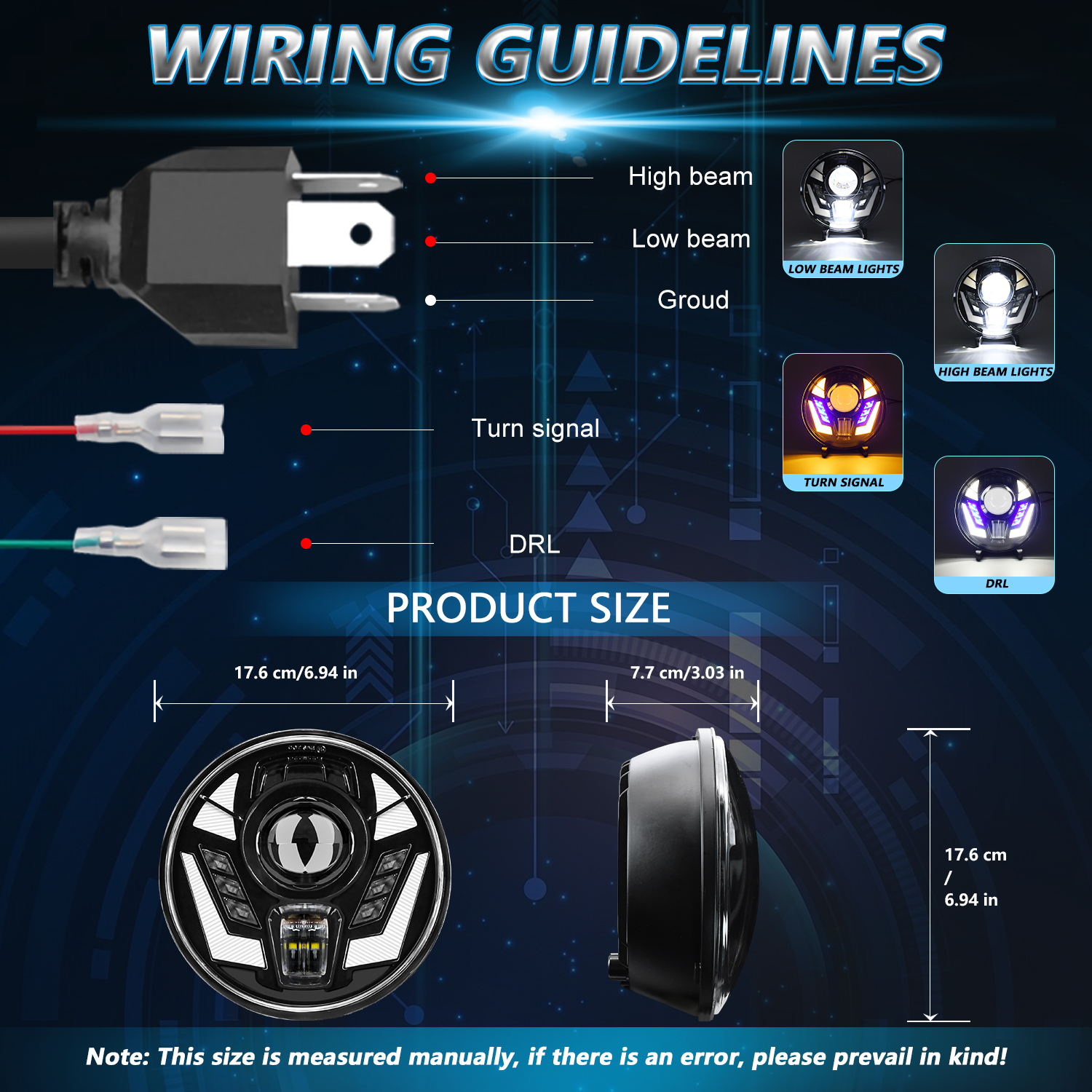 New model of car LED headlights, land Cruiser headlights, 7-inch daytime running lights, headlights, turn signals and round Wrangler lights pic 13