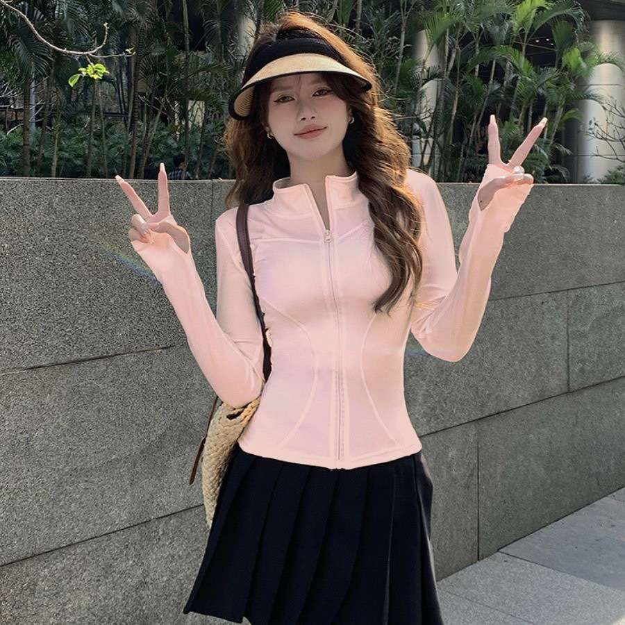 Tight-fitting sun-protective clothing for women, summer gauze slimming, ice silk coolness, UV protection slimming cardigan stand-up collar sun-protective clothing for women Application Scenario