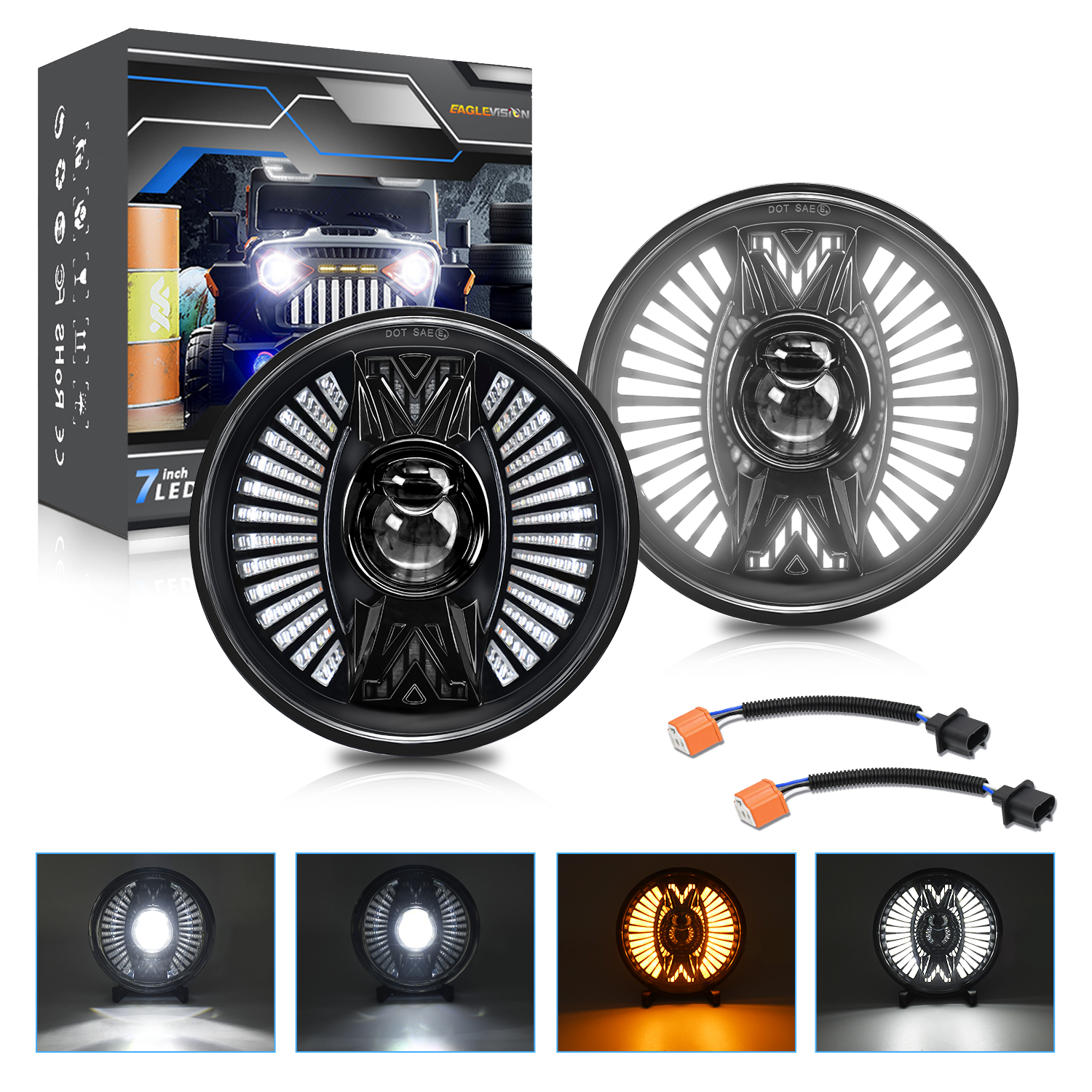 The LED headlights of the Wrangler have been changed to high beams. The 7-inch dual-color yellow light has been shifted to daytime running lights, lens LED lights and spotlights pic 1