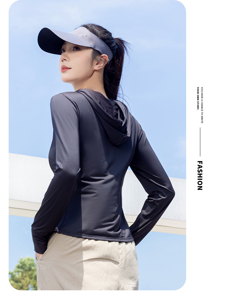 Tight-fitting sun-protective clothing for women, summer gauze slimming, ice silk coolness, UV protection slimming cardigan stand-up collar sun-protective clothing for women pic 4