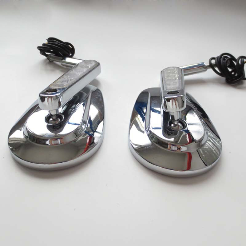 Factory-supplied universal rearview mirrors for motorcycles, CNC aluminum alloy front turn signals, oval riding rearview mirrors, suitable for most models Specification drawing