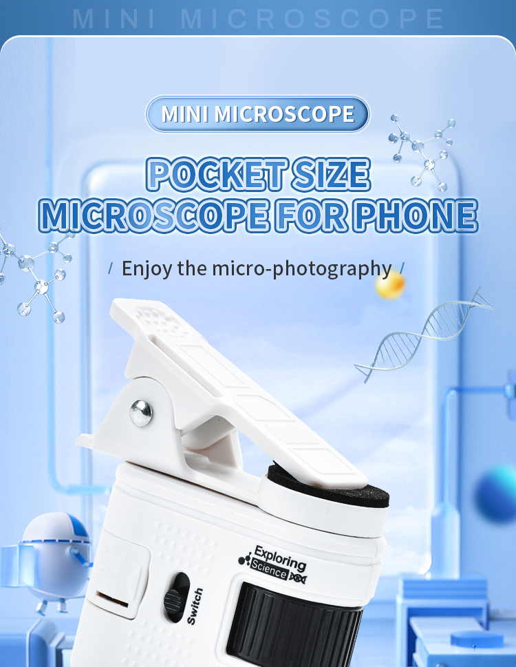 80X portable mini microscope with clipper full figure