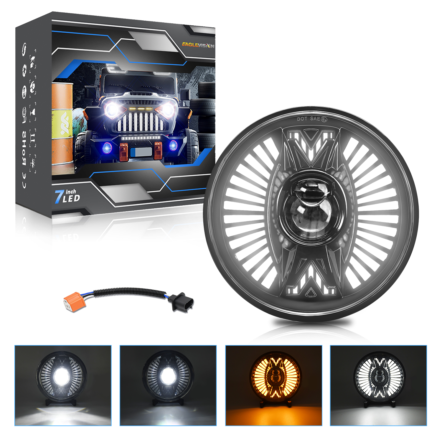The LED headlights of the Wrangler have been changed to high beams. The 7-inch dual-color yellow light has been shifted to daytime running lights, lens LED lights and spotlights pic 4