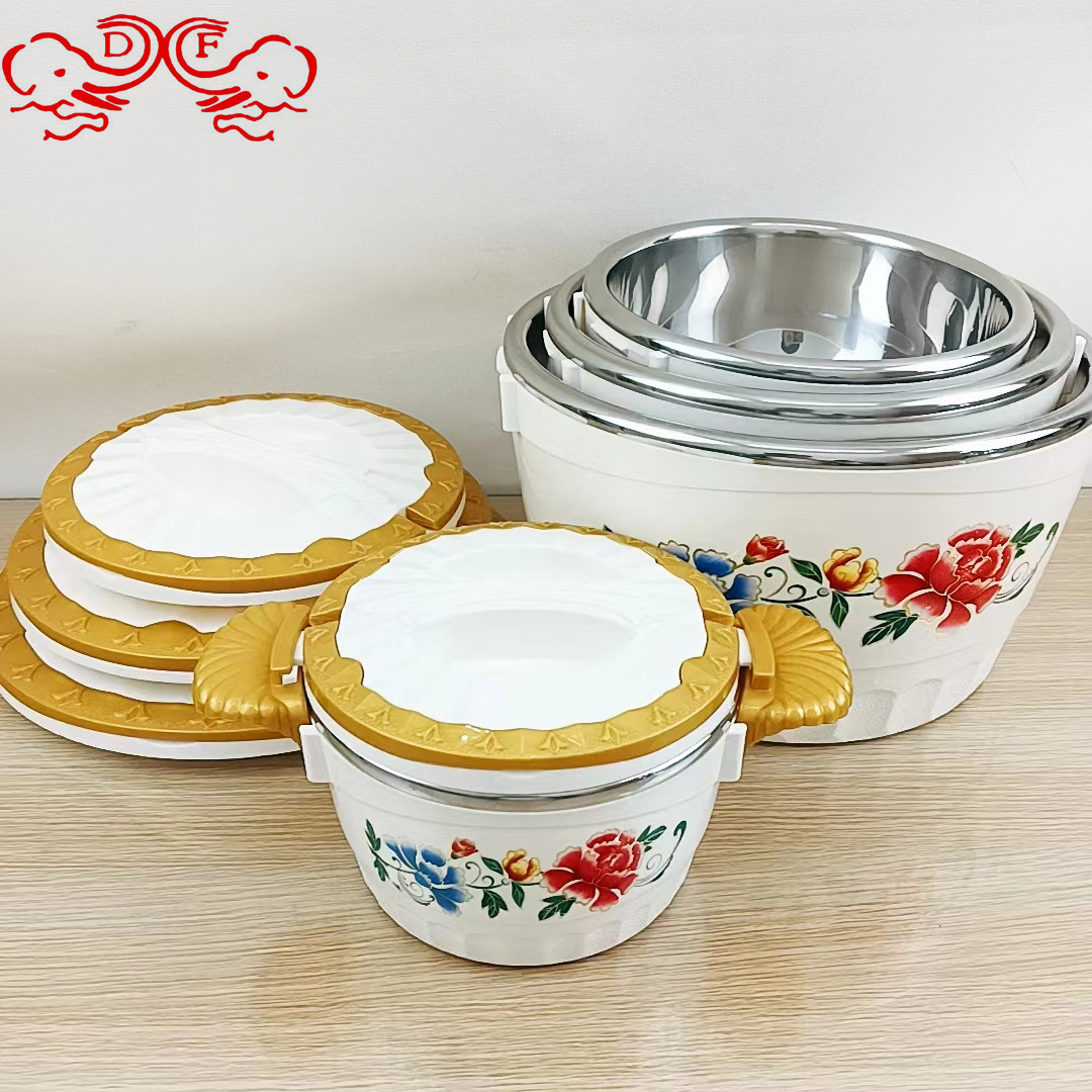 DF68905 Four-piece insulated pot set, plastic-steel fresh-keeping pot, large-capacity rice cooker with lid, lunch box, double-ear pot, export DF TRADINGHOUSE Specification image
