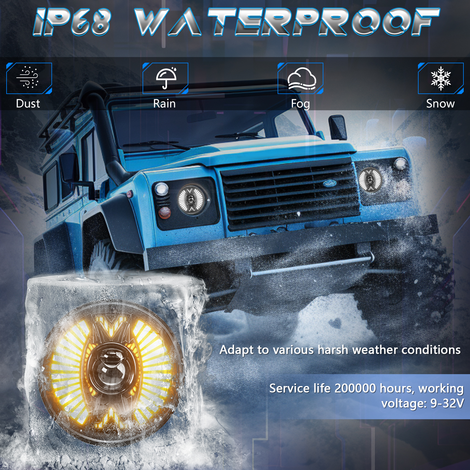 The LED headlights of the Wrangler have been changed to high beams. The 7-inch dual-color yellow light has been shifted to daytime running lights, lens LED lights and spotlights pic 10