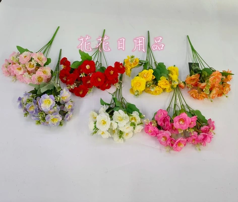 Artificial flower bonsai with a single 6-prong small peony can be hung on the wall and used as a vase decoration thumbnail