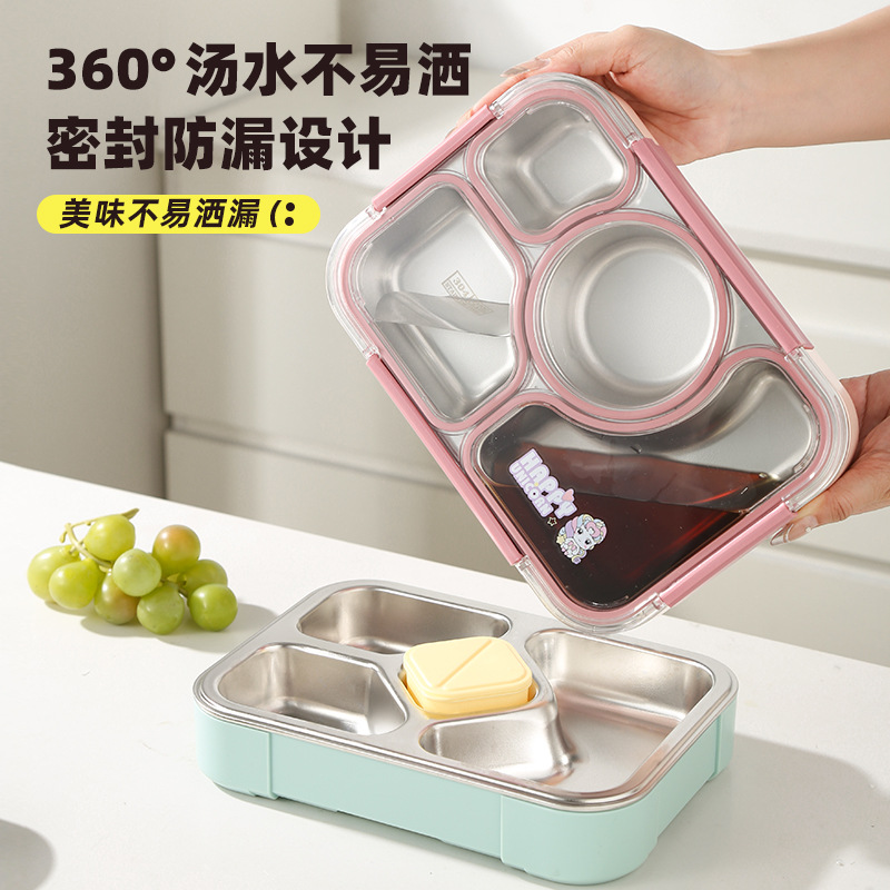 H204-HJ-104KT cross-border 304 stainless steel layered sealed insulated lunch box, thickened and water-filled lunch box, portable Item Picture