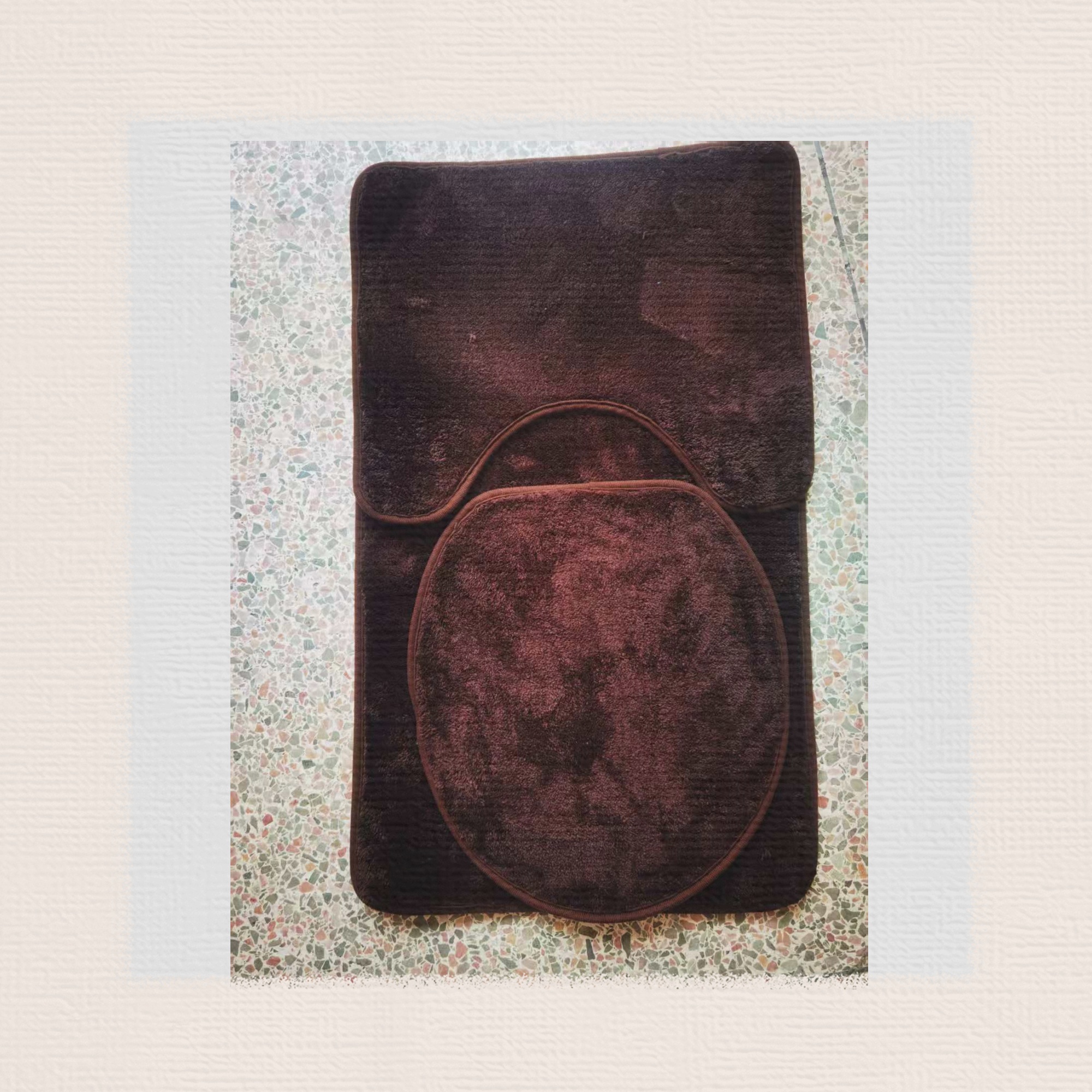 Japanese ins plain color faux cashmere toilet 3 pieces, floor mat, water-absorbing and anti-slip mat, plush foot mat, bathroom combination mat, Japanese style/Nordic ins plain color simple version, size 48*78Cm Application Scenario