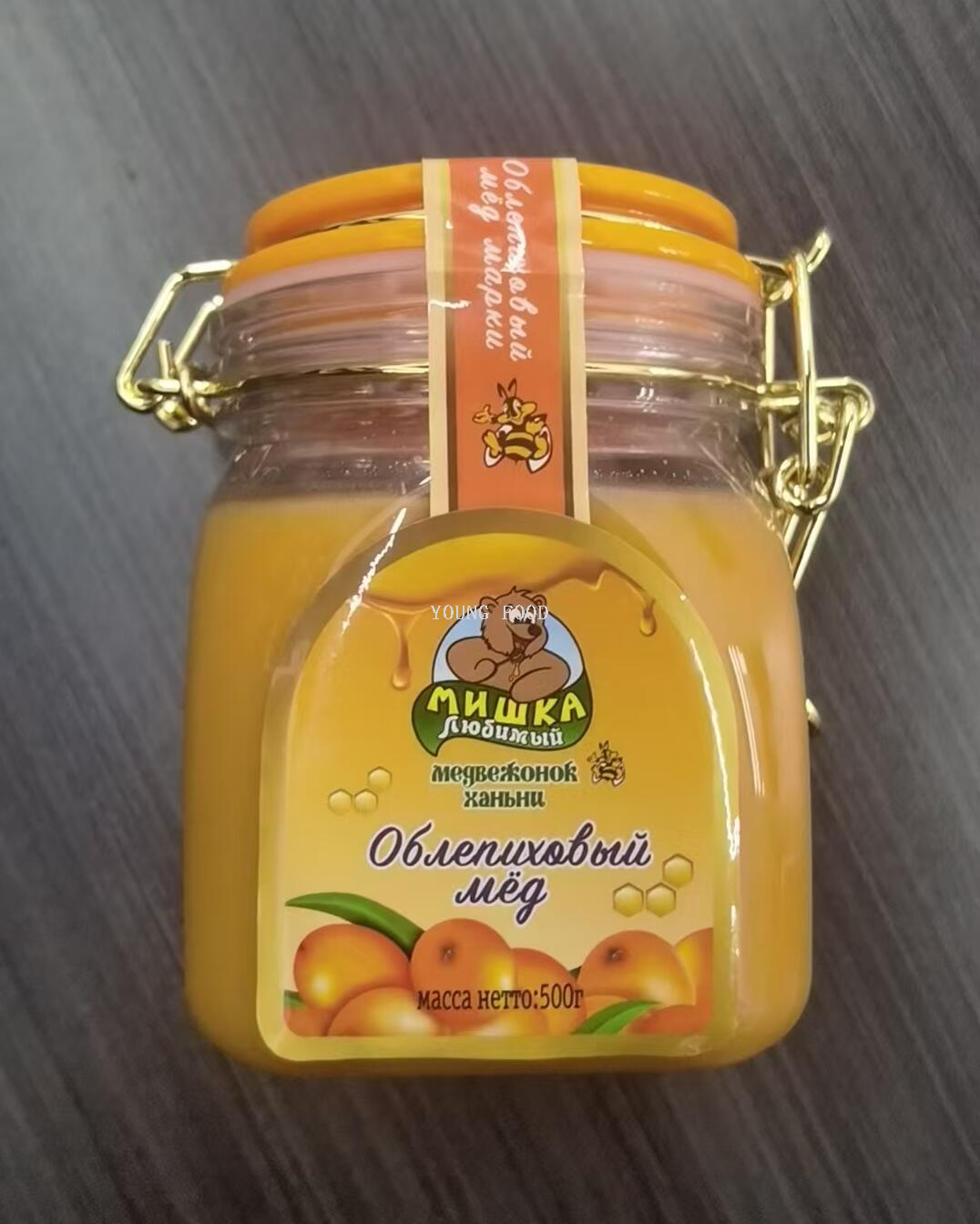 批发包邮！俄罗斯进口零食小熊憨妮牌沙棘蜂蜜500g洋什铺手办百货详情7