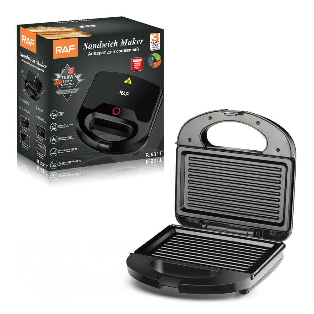 RAF European-standard cross-border household sandwich machine, double-sided breakfast machine, waffle machine, striped pancake machine, multi-functional for home use details Picture