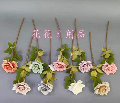 Room artificial flower, artificial flower bonsai, single-stem curled rose decorative item thumbnail