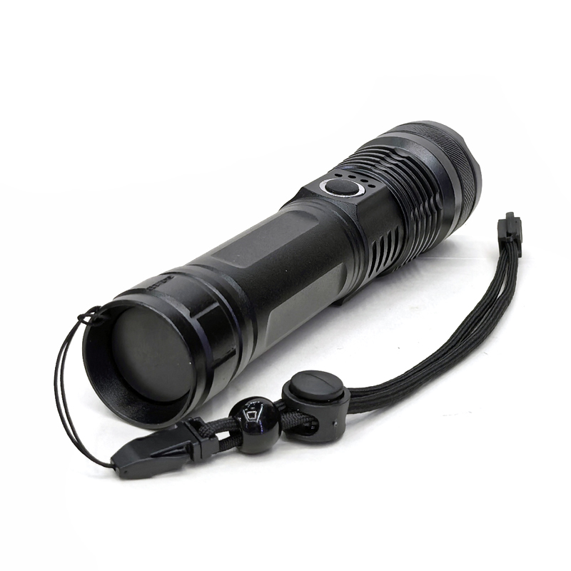 Linterna de aleación de aluminio recargable P50USB destellada linterna láser blanco de largo alcance luz fuerte telescópica estiramiento ajuste de enfoque linterna de la mano de la linterna para el hogar al aire libre Item Picture