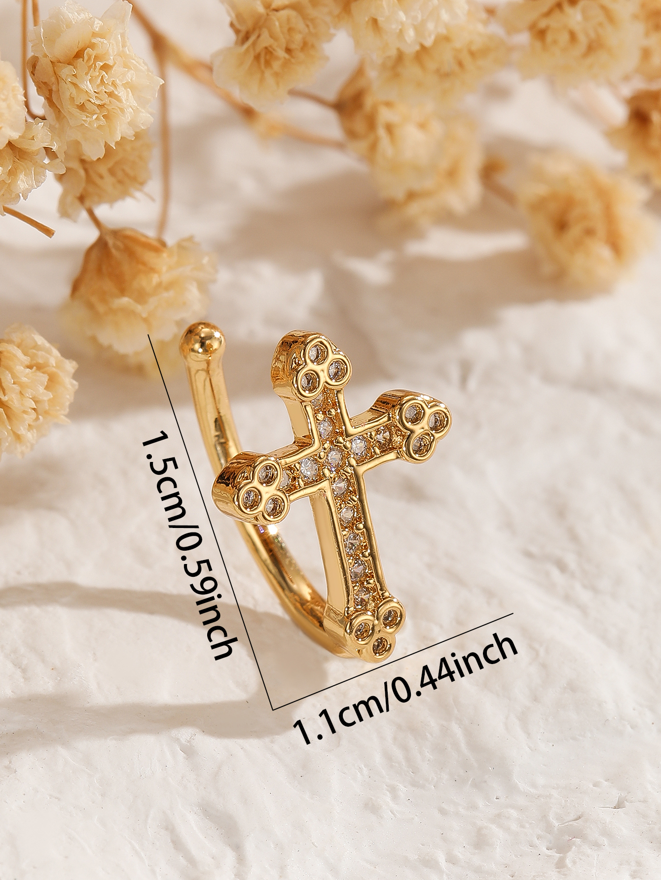 Diamond-encrusted simple and fashionable ear bone clips for women, double-layer ear clips without ear holes, copper-plated real gold, niche design, high-end earrings, cool and stylish details Picture