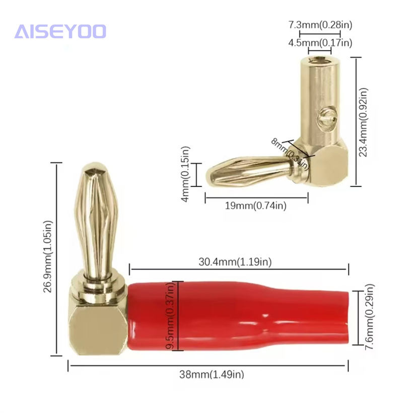 Gold-plated all-copper 4mm banana plug L-shaped 90-degree soft rubber banana speaker wiring head, speaker head, banana head Application Scenario