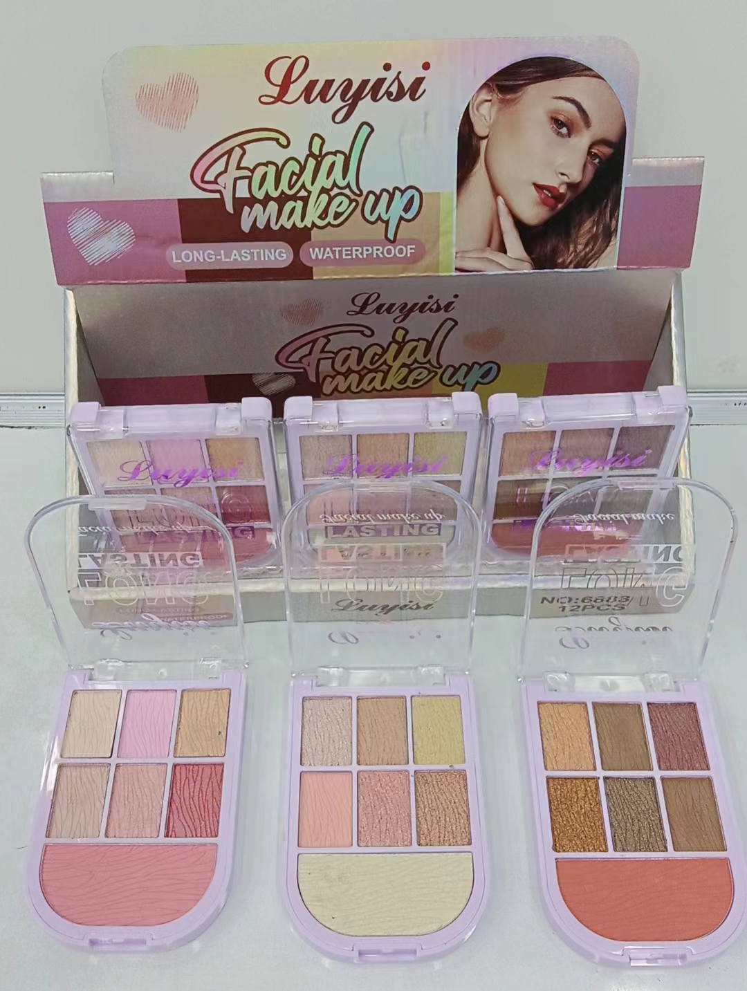 Customized non-blurring 7-color eyeshadow and blush combination set, earth-toned makeup eyeshadow, pearlescent eyeshadow full figure