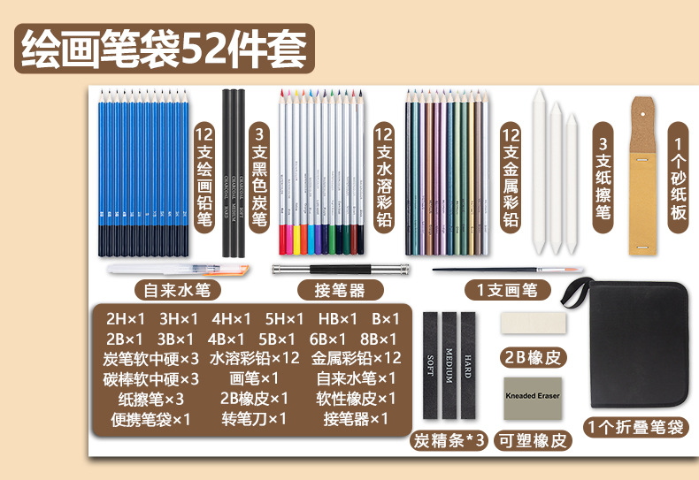 Factory direct supply of painting and sketching sets, professional design and development of colored pencils, art painting supplies, pen cases pic 6