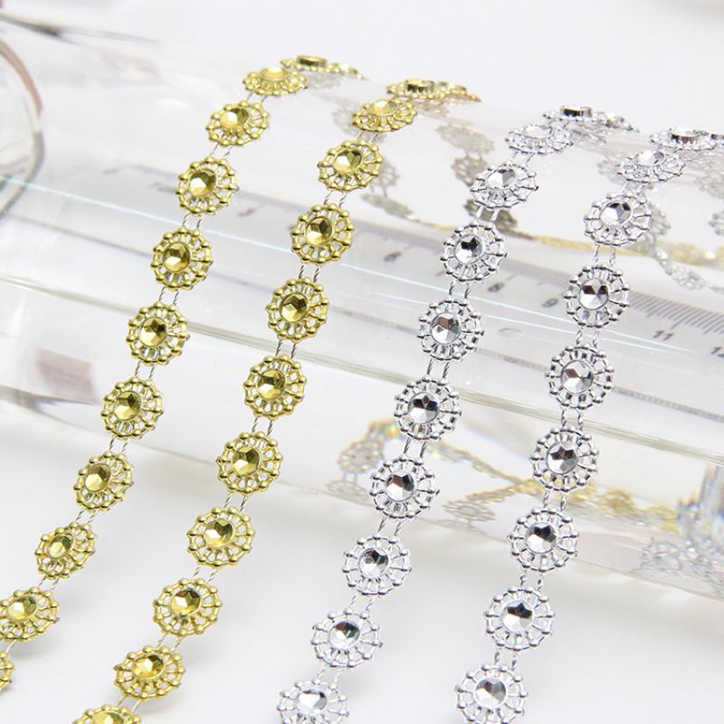 单排小菊花塑料电镀仿钻 空心钻 七彩压钻 线钻服装辅料配件1