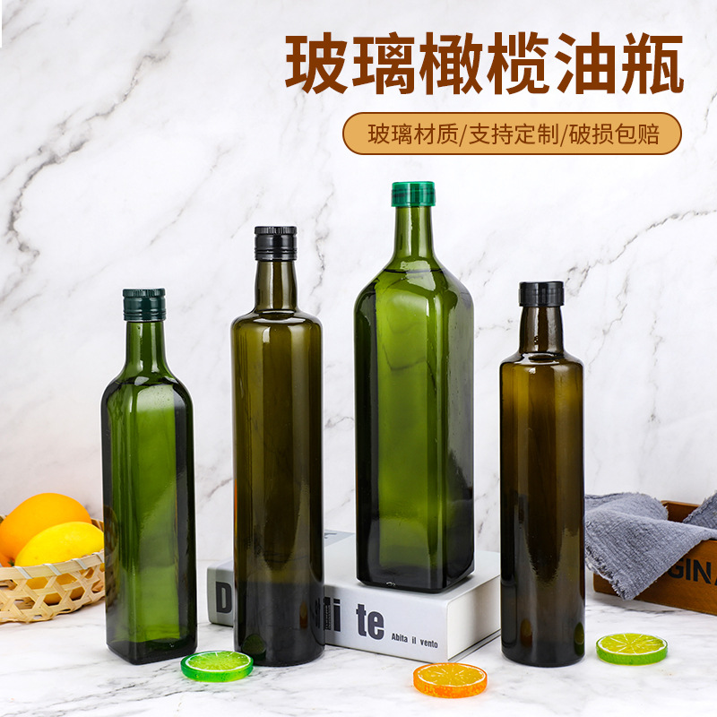Brown, dark green glass oil bottles 1000ml, 700ml, 500ml olive oil bottles, empty bottles of camellia oil and walnut oil Item Picture
