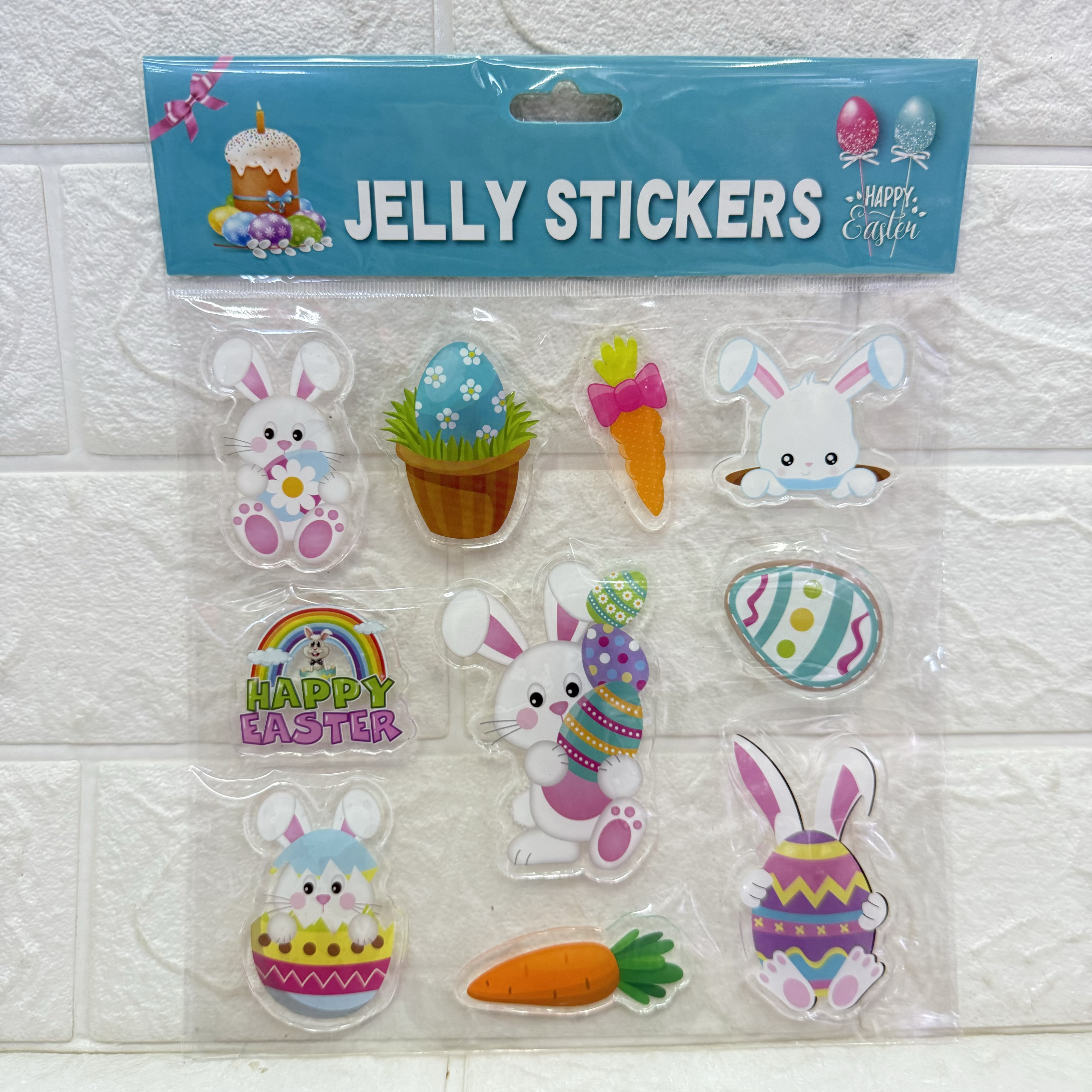 Large-sized holiday Easter egg window stickers, children's fridge stickers, jelly stickers, transparent glass stickers, reusable Specification image