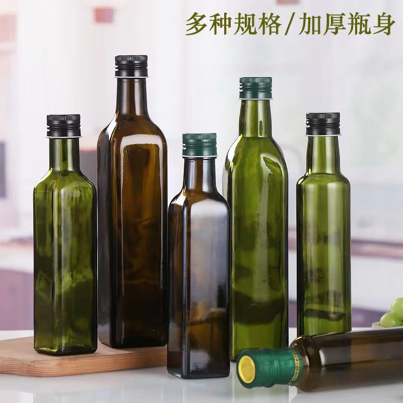 Marrón oscuro verde botella de aceite de vidrio 1000ml700ml500ml botella de aceite de oliva aceite de camellia aceite de nuez botella vacía