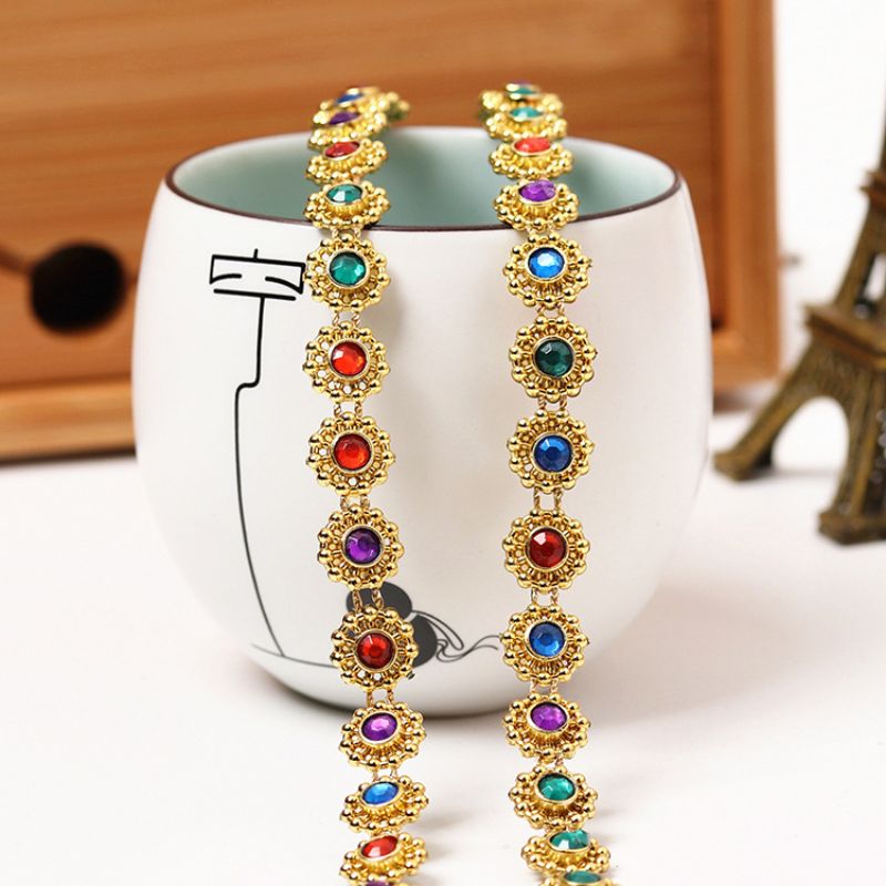 单排小菊花塑料电镀仿钻 空心钻 七彩压钻 线钻服装辅料配件