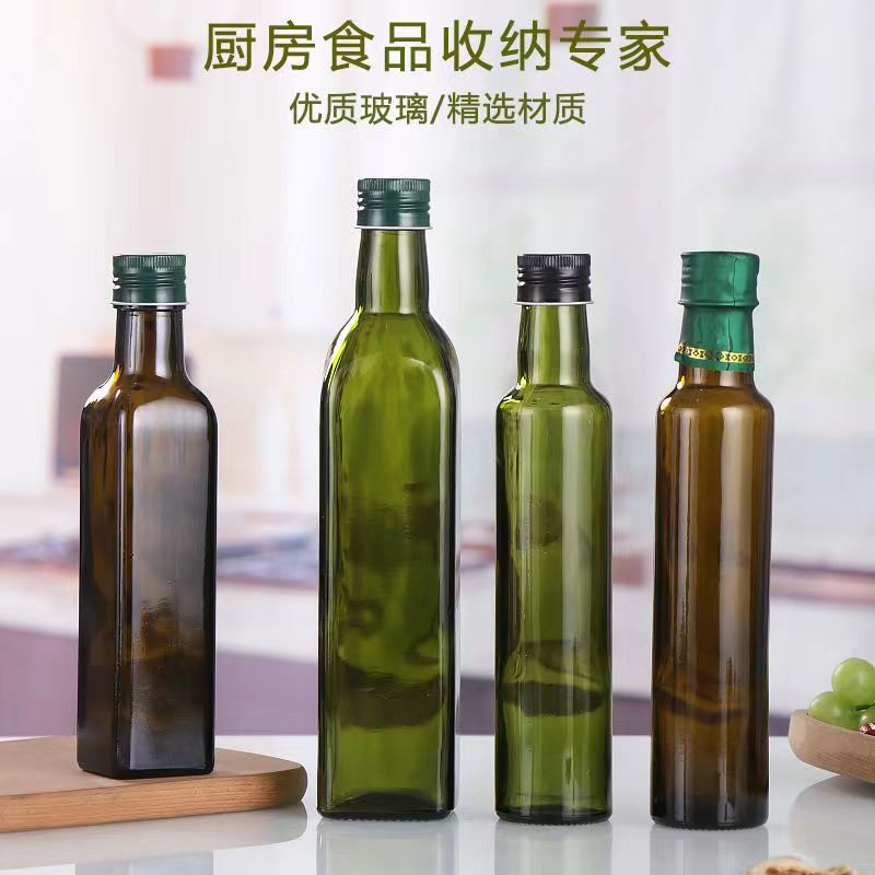 Brown, dark green glass oil bottles 1000ml, 700ml, 500ml olive oil bottles, empty bottles of camellia oil and walnut oil Specification image