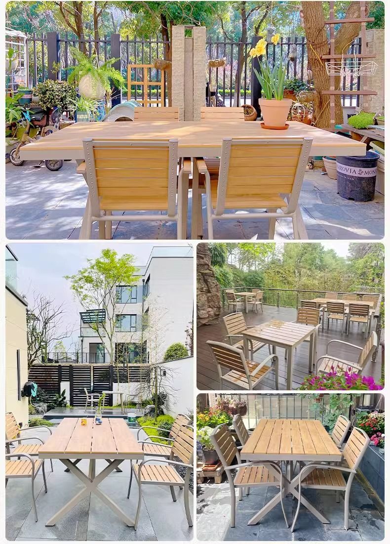 户外庭院铝合金塑木桌椅组合套装室外露台柚木桌椅外摆北欧防晒详情5