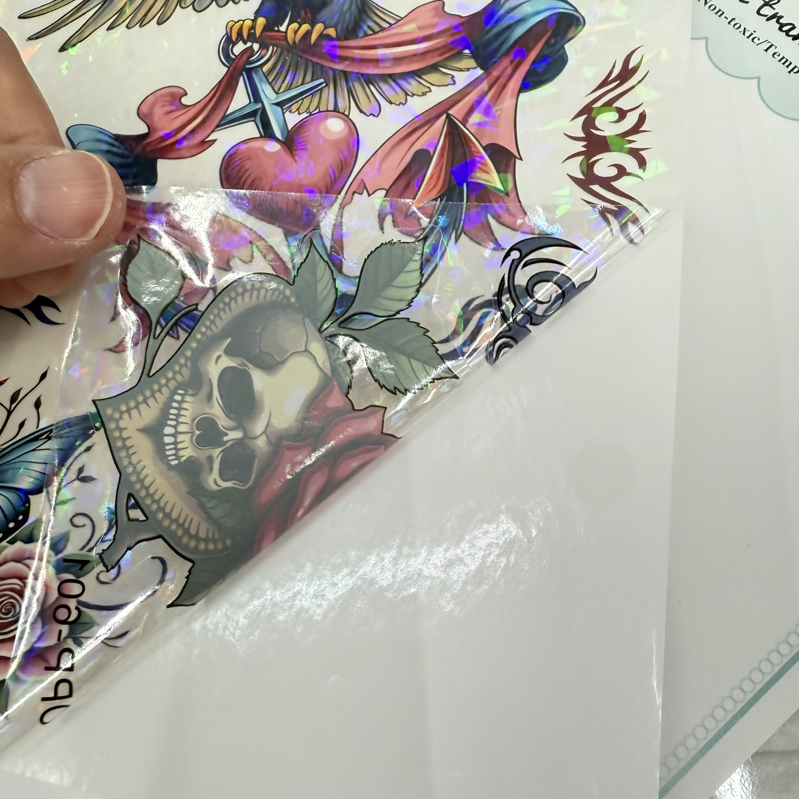 Removable laser tattoo stickers, flower, butterfly, feather, Wolf head, owl, bird tattoo stickers, fresh and cute tattoo stickers pic 18