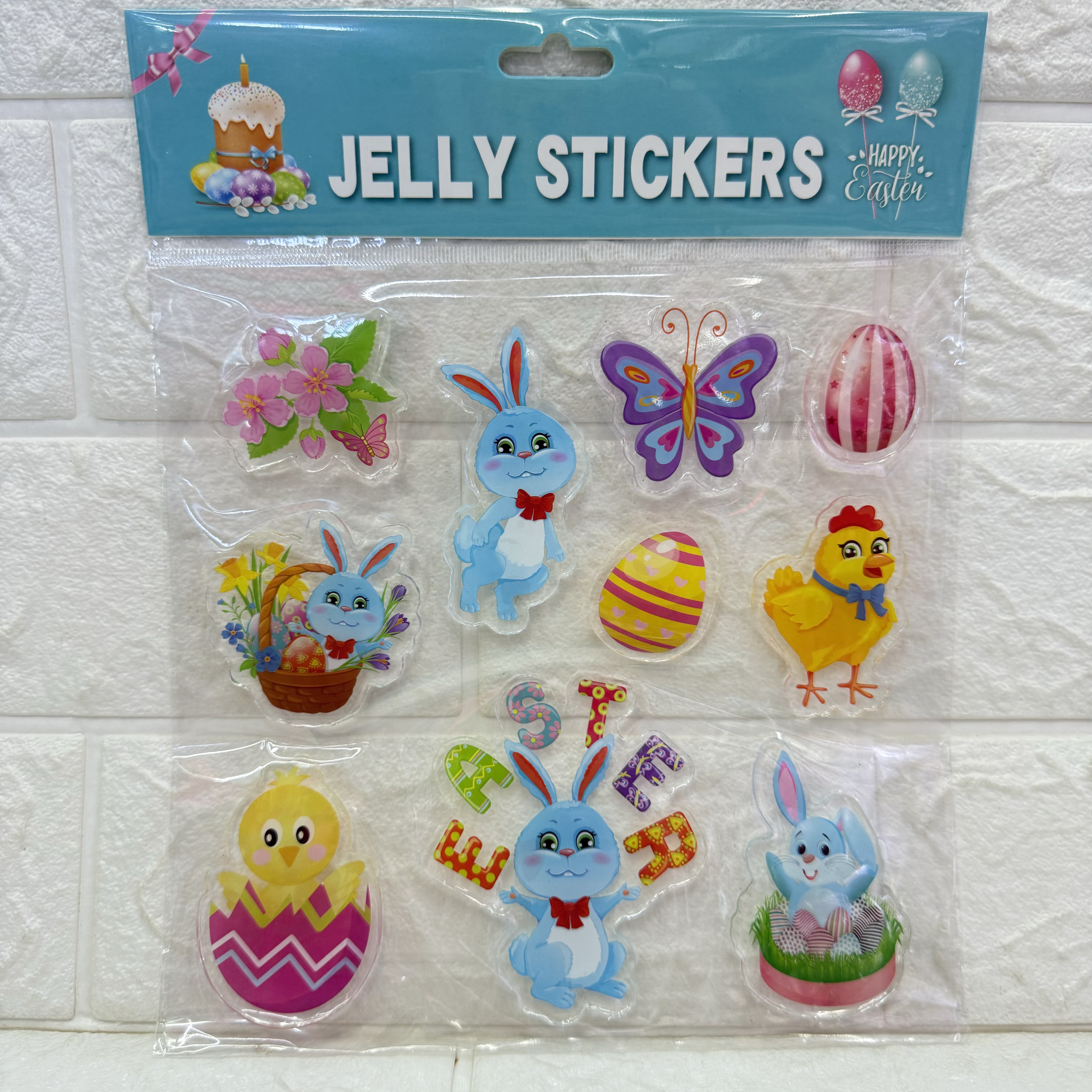 Large-sized holiday Easter egg window stickers, children's fridge stickers, jelly stickers, transparent glass stickers, reusable details Picture