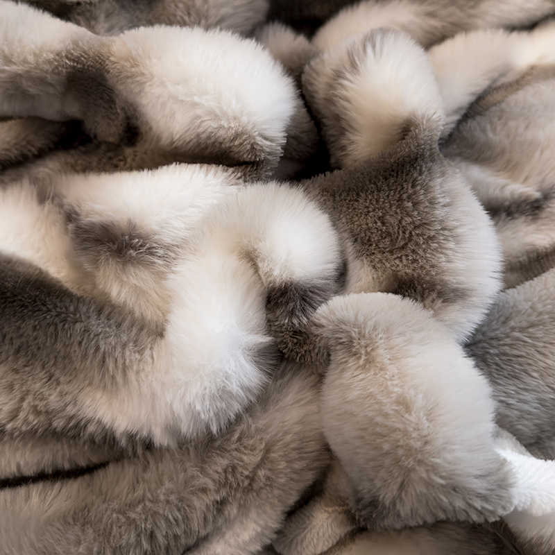 Wholesale of four-piece sets of thick, soft and fine plush warm wide striped rabbit plush bed sheets for cross-border autumn and winter pic 20