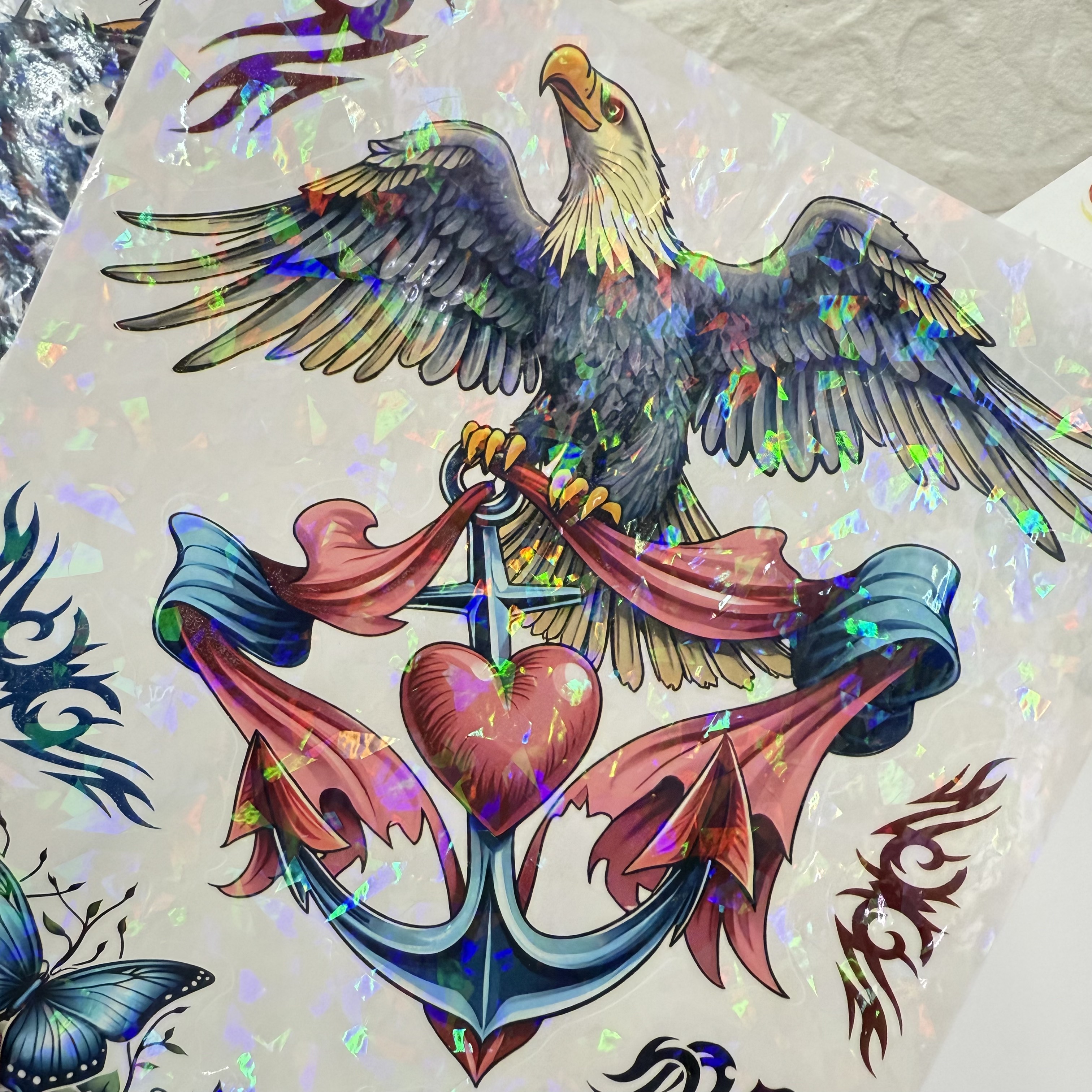 Removable laser tattoo stickers, flower, butterfly, feather, Wolf head, owl, bird tattoo stickers, fresh and cute tattoo stickers pic 17