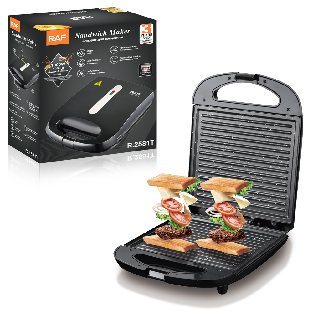 RAF European-style cross-border household pastry design double-sided breakfast machine, waffle machine, striped pastry machine and sandwich machine details Picture