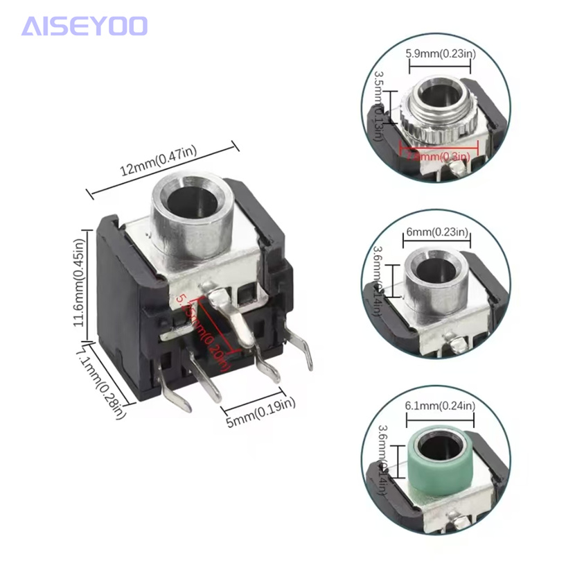 3.5 Headphone jack direct plug 5-pin metal head copper head PJ-306 F M 3.5mm audio and video jack 5P Application Scenario