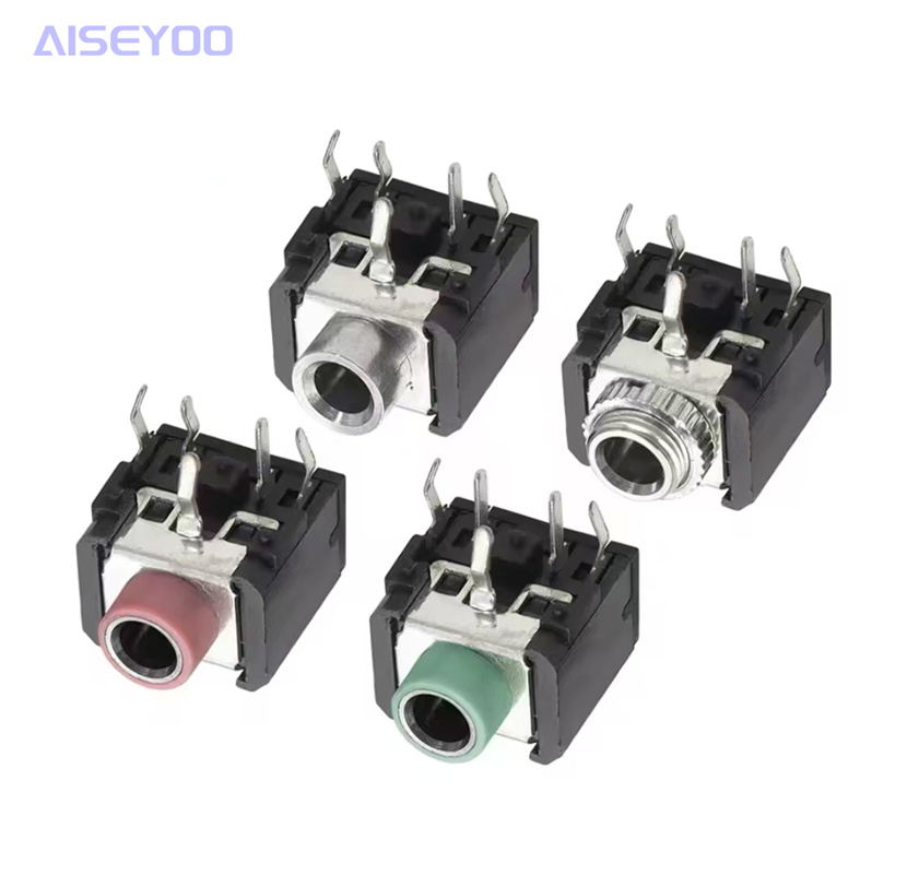 3.5 Headphone jack direct plug 5-pin metal head copper head PJ-306 F M 3.5mm audio and video jack 5P Item Picture