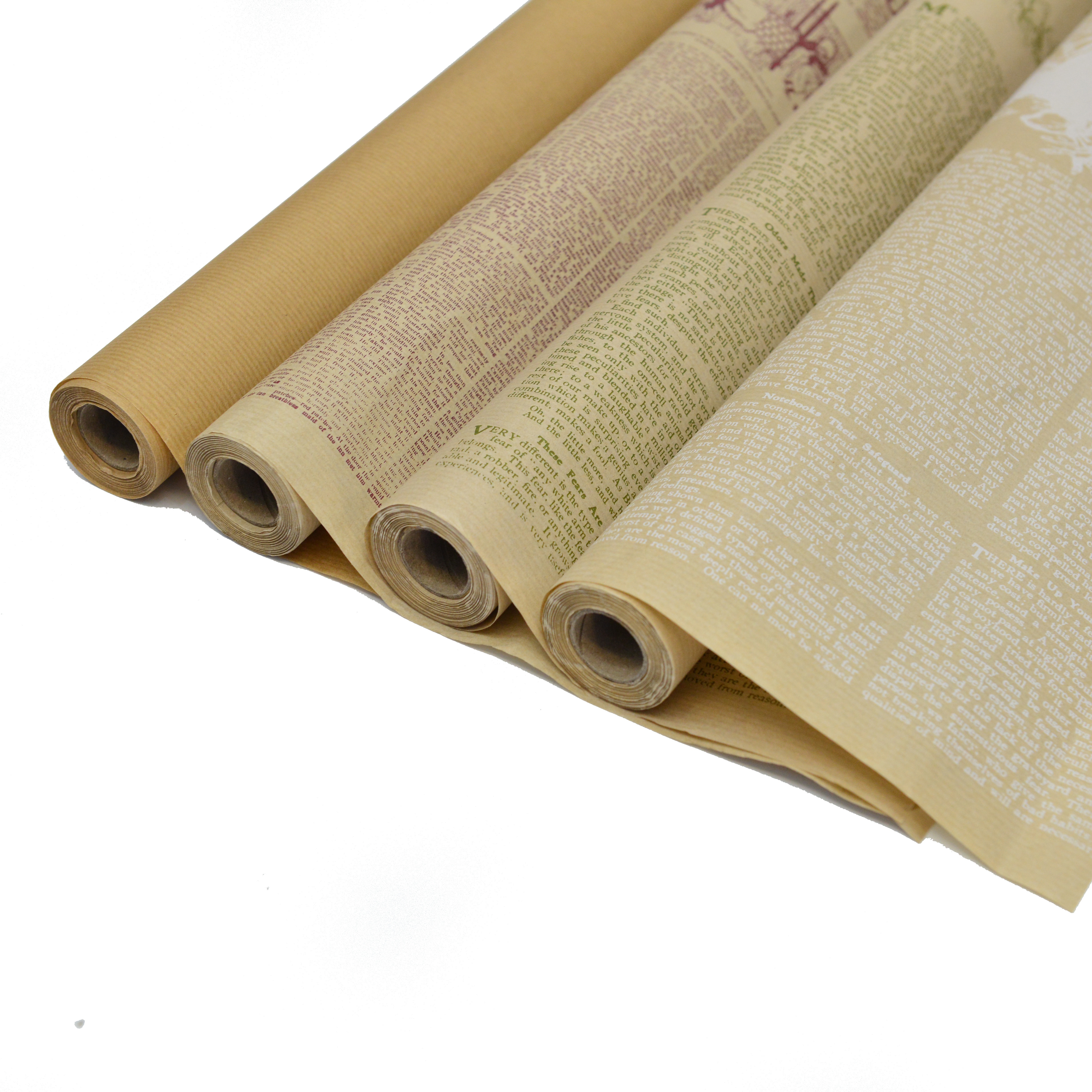 工厂定制打卷防水复古牛皮英文报纸包装花束纸diy材料花店资材